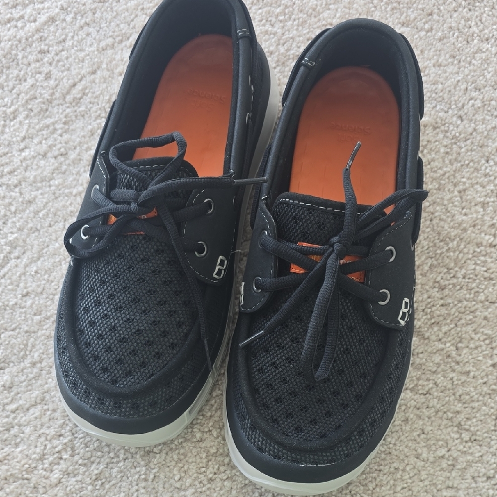 Men's Black Boat Shoes Waterproof Casual Lace-Up Size 11 Wide